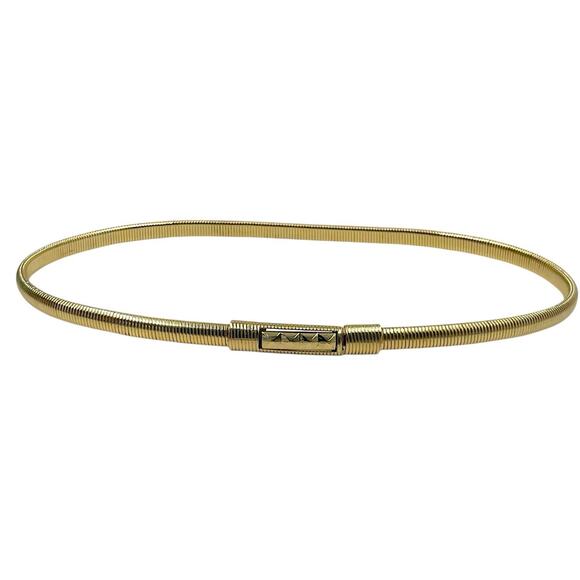 VINTAGE GOLD OMEGA CHAIN BELT 1970s 1980s SKINNY STRETCH SIZE M VGUC RETRO GLAM - Picture 1 of 3
